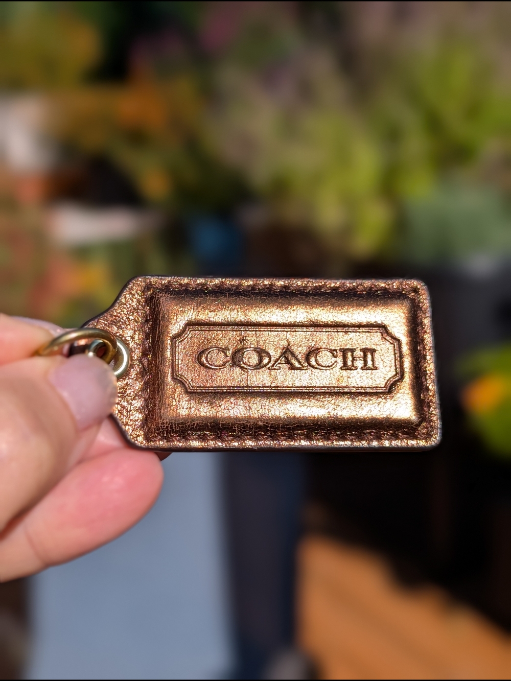 Coach Metallic Bronze Leather Hang Tag 2.75” Large Bag Charm Replacement